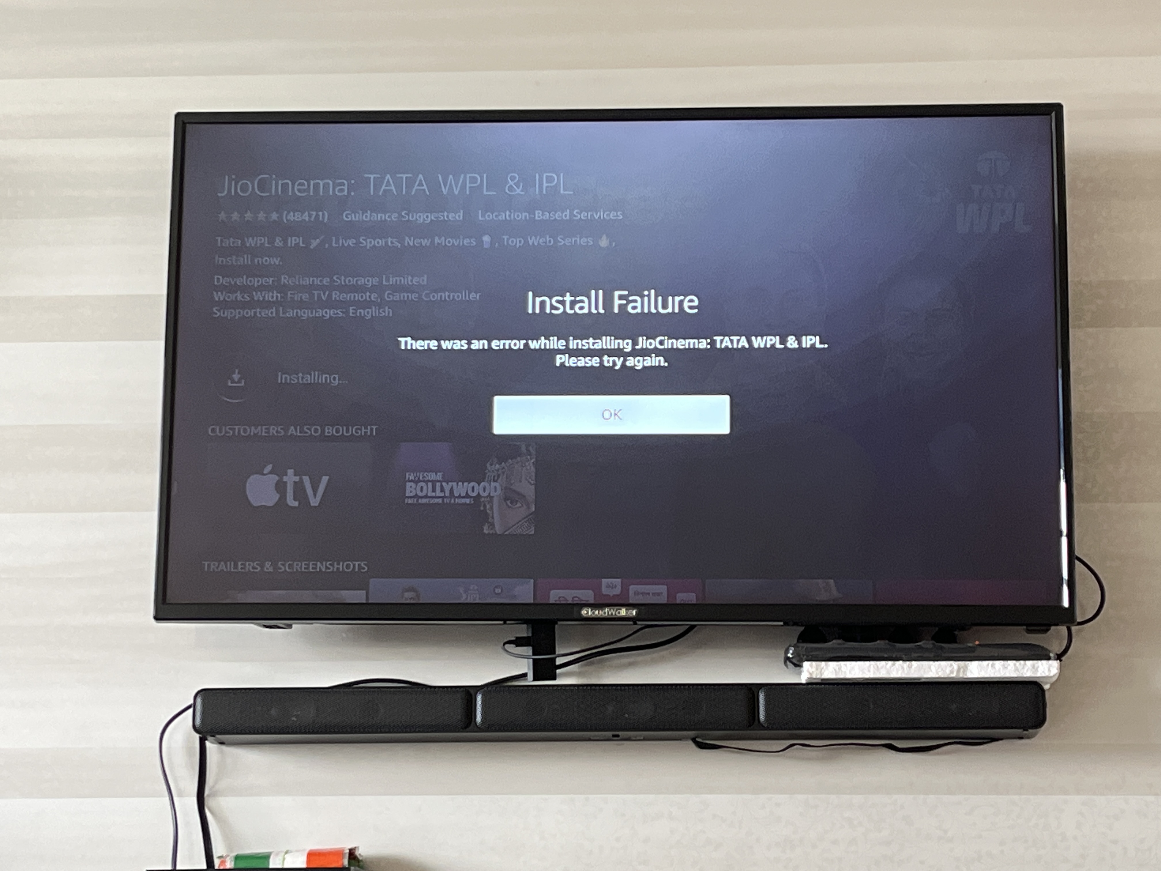 Not able to update Jio Cinema app in Fire TV Stick device